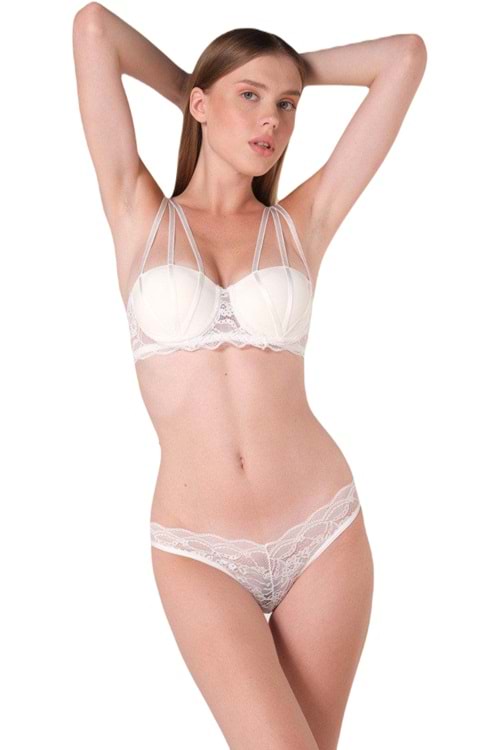 Kadın Destekli Anna Sütyen Takım Ekru