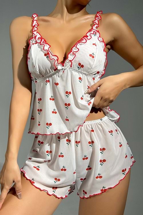 Kadın Şort Takım Beyaz