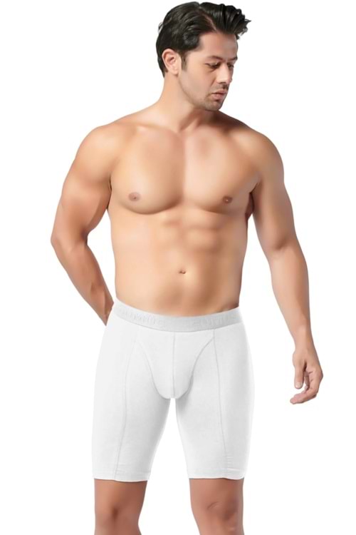 Erkek Likralı Boxer Beyaz