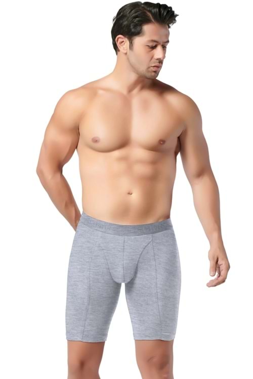 Erkek Likralı Boxer Gri