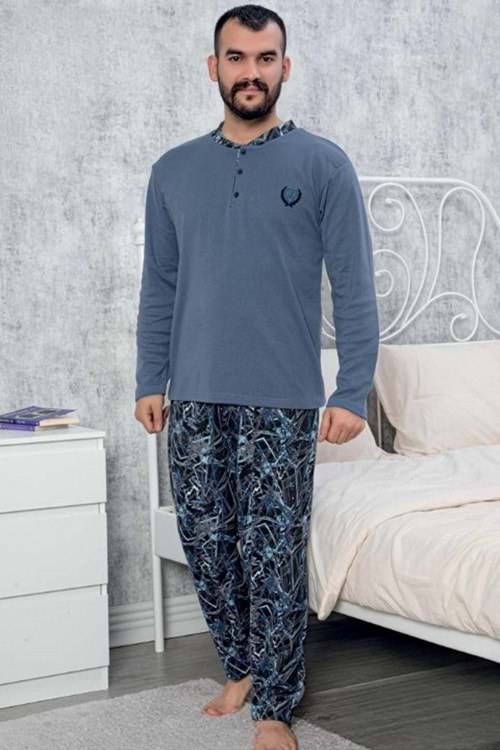 Erkek İnterlok Uzun Kollu Pijama Takım