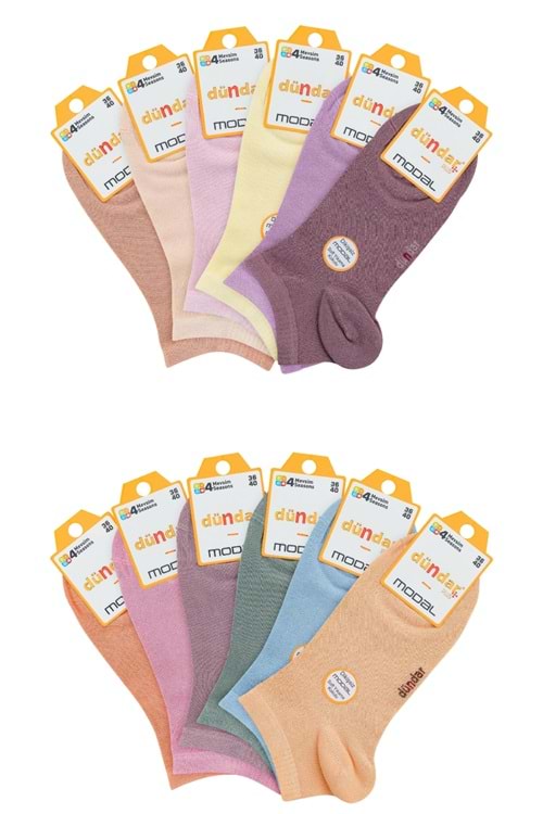 Kadın Modal Patik Çorap Açık Asorti