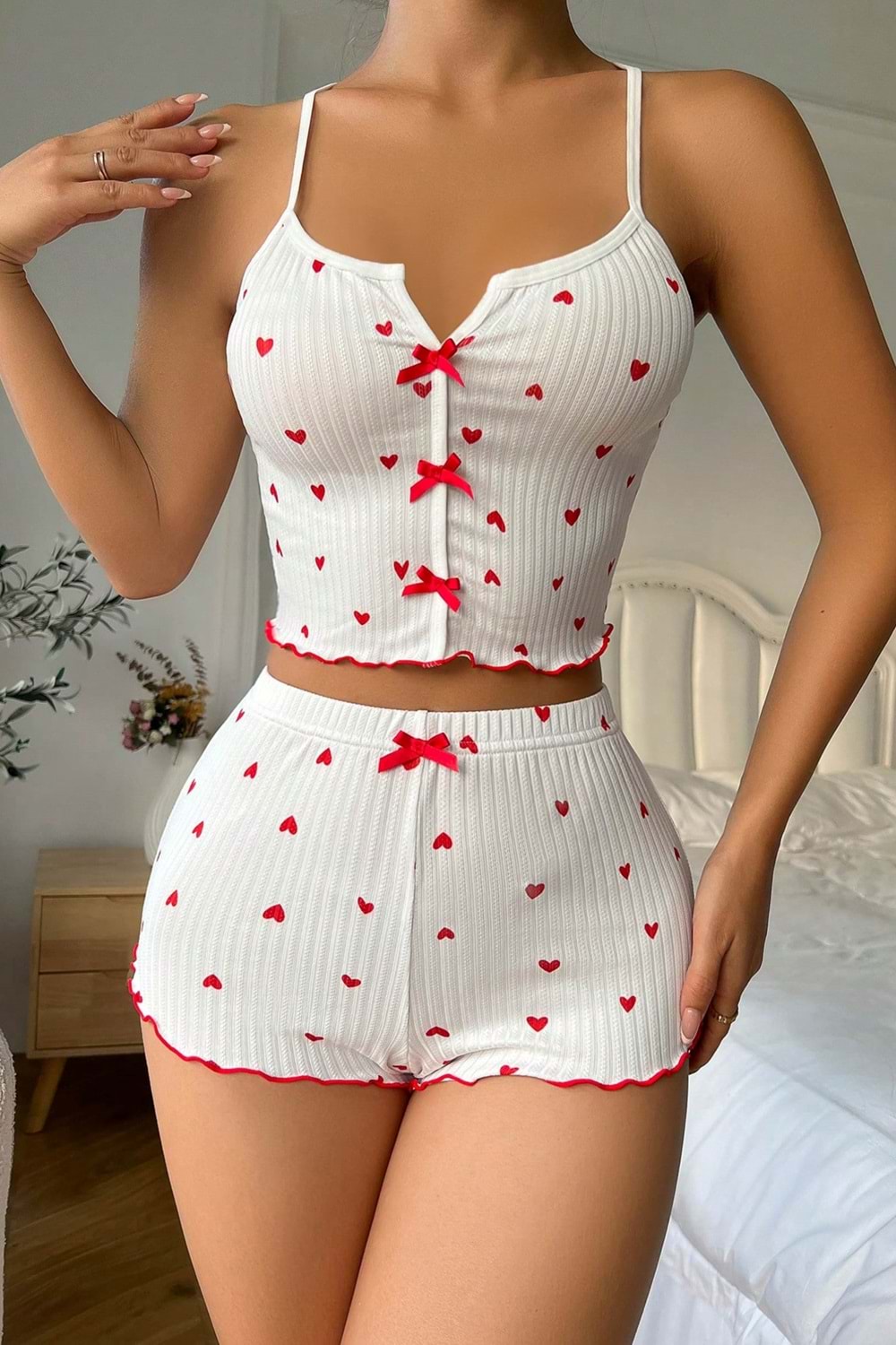 Kadın Şort Takım Beyaz