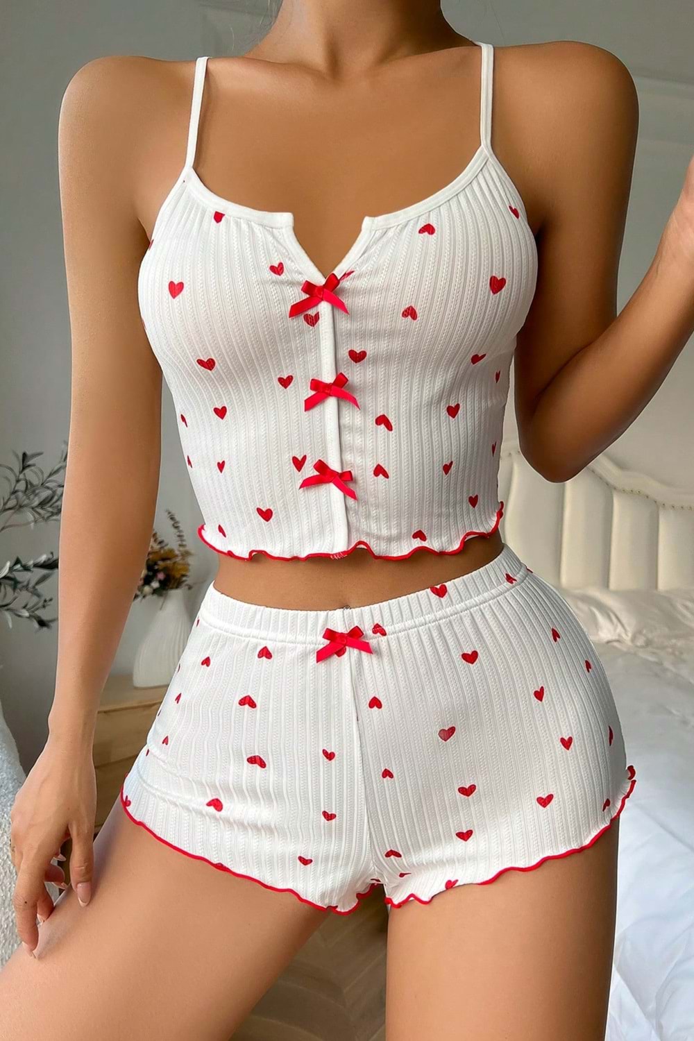 Kadın Şort Takım Beyaz