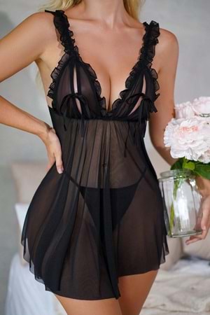 Kadın Fantezi Elbise Takım Siyah