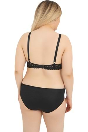 Kadın C Kalıp Dantelli Sütyen Takım Siyah